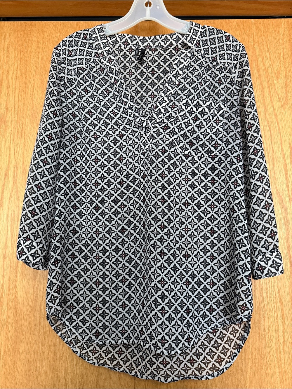 Maurices Black and White Geometric Blouse